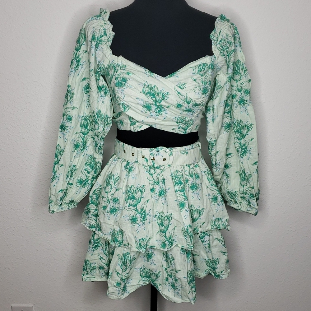 Sabo 100% Cotton Backless Zoe Top and Skirt Set Tulips Floral Size S Bohemian - Picture 3 of 16